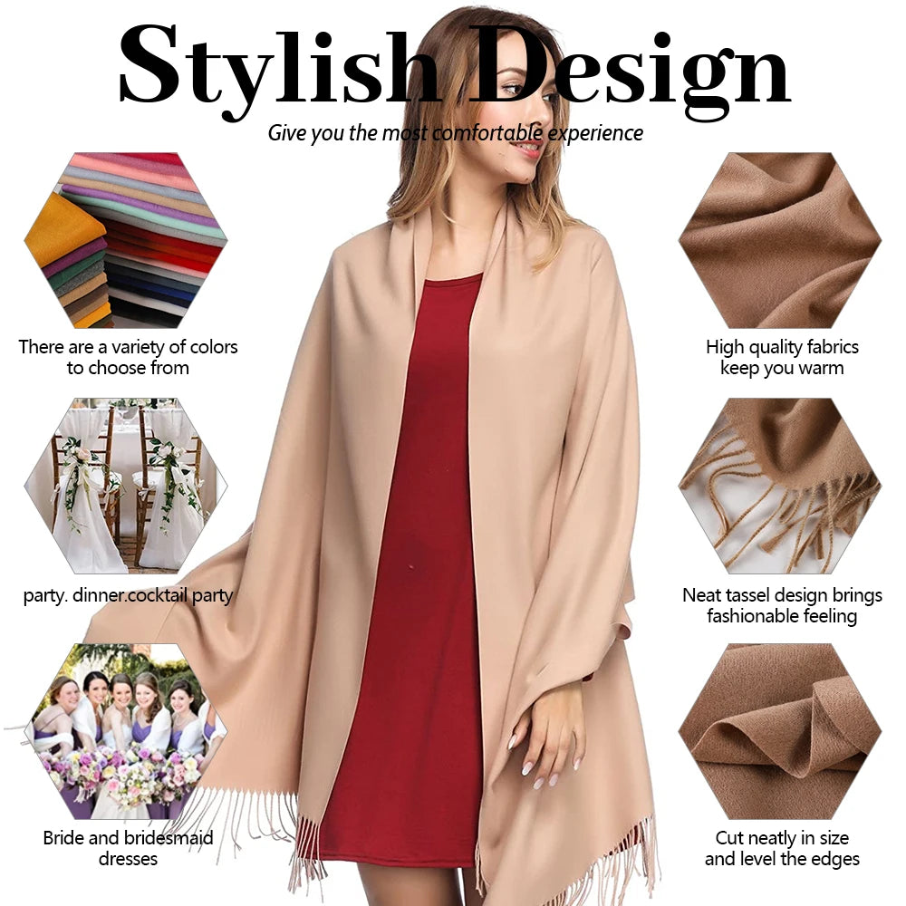 2024 Fashion Solid Farbe Frauen Dünne Quaste Lange Schal Hijabs Dame Schals Kaschmir Wie Pashmina Hijabs Schals Wraps