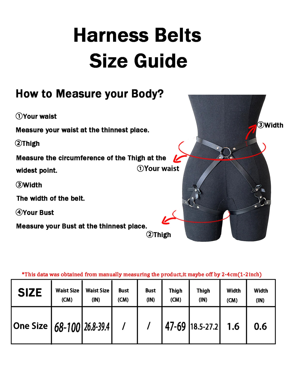 1PC Women's Casual Sexy Black Punk Style PU Leather Strappy Leg Ring Waist Belt Harness for Party or Gathering Wear Accessory