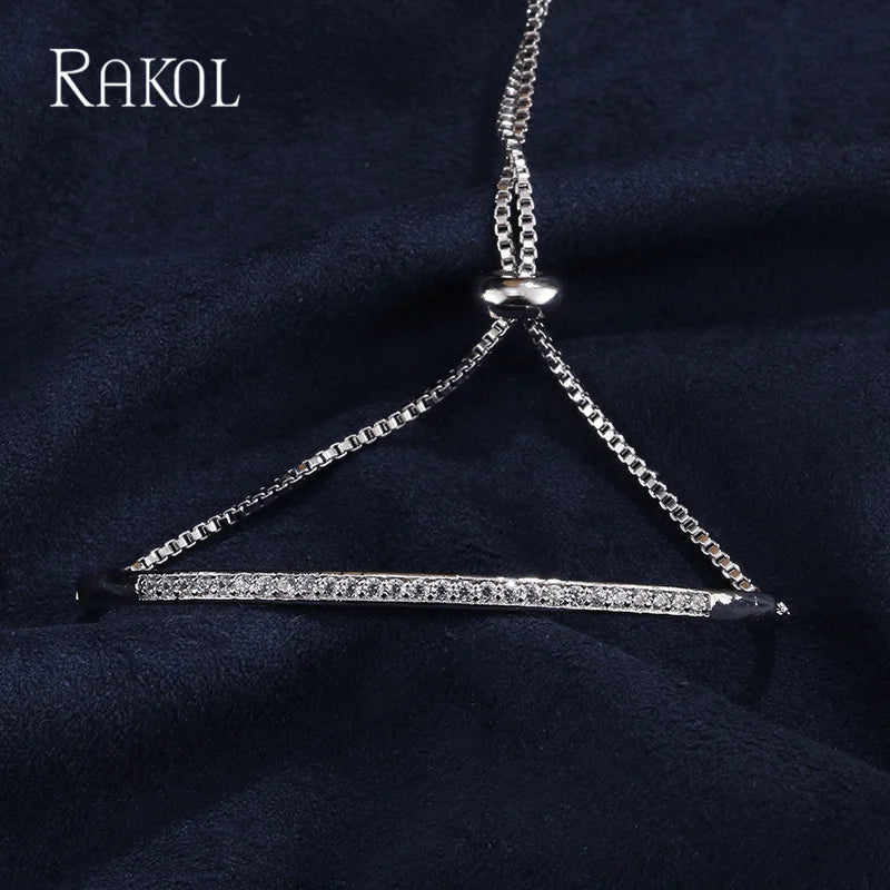 RAKOL Fashion Cubic Zircon Adjustale Bracelets for Women Exquisite Party Wedding Jewelry