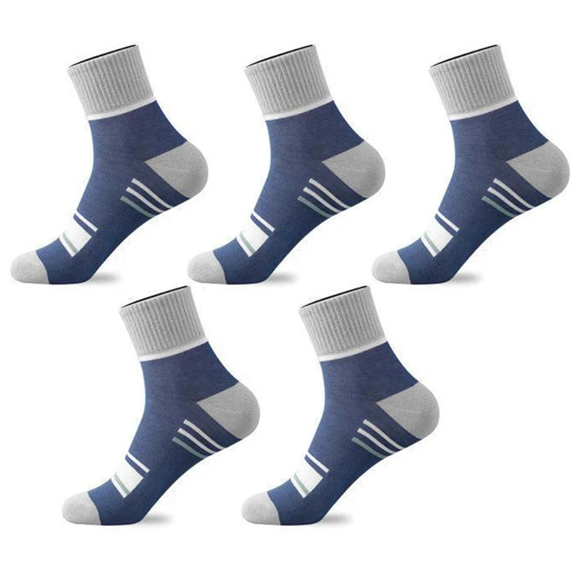 5 Pairs Men's Cotton Socks Sweat-absorbing Breathable Anti-odor Thick Models Of Long Socks Trendy Sports Cotton Socks Men