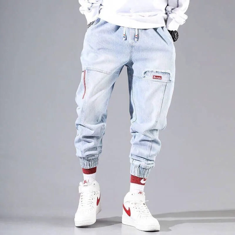 Neu Street Hip Hop Cargo Hosen Männer der Jeans Elastische Harun Jogger In Herbst und Frühling