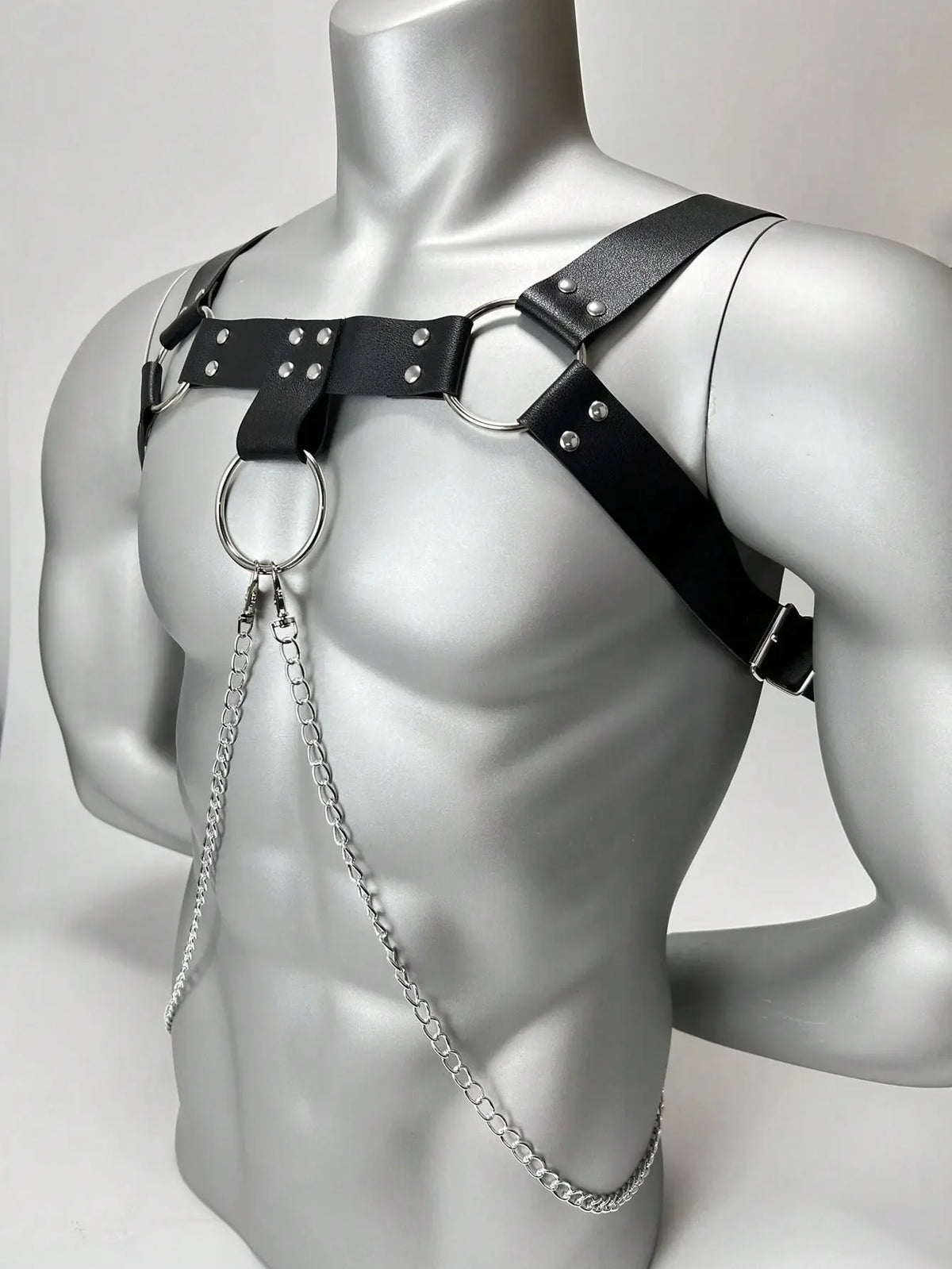 Fashion Men PU Leather Chest Harness Lingerie Adjustable Leather Body Decortive Strap Punk Club Costume Clothing Accessories
