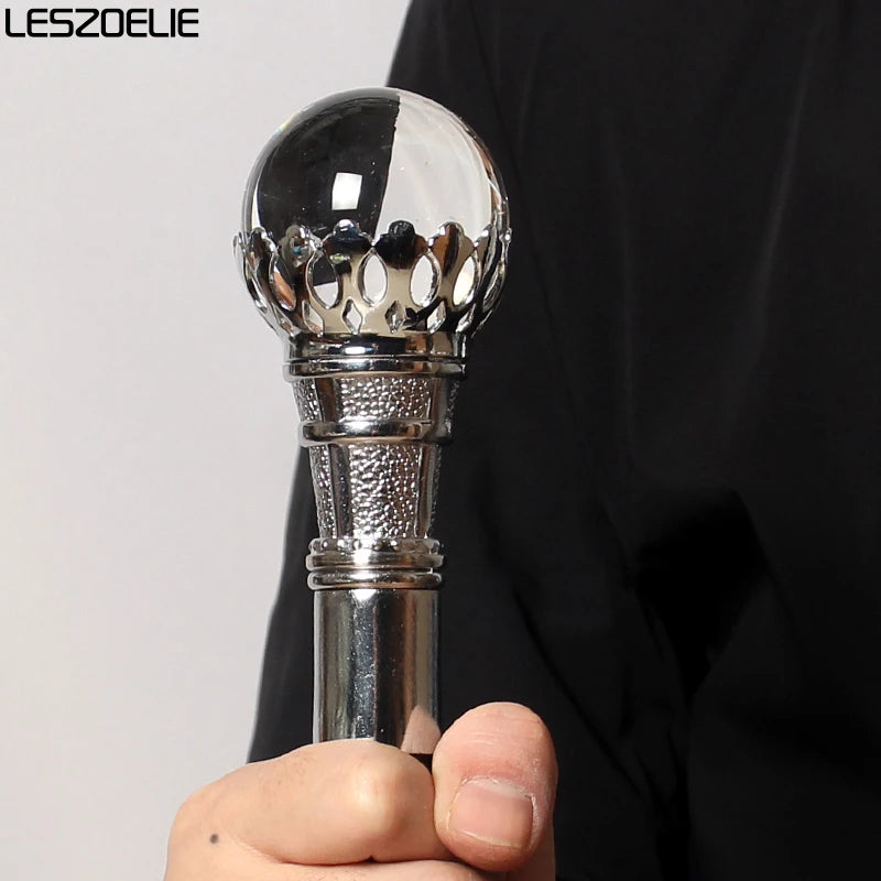 10 Colors 95cm Bright Silver Crown Crystal Ball Walking Stick Men Fashion Walking Cane Women Party Decorative Walking Stick