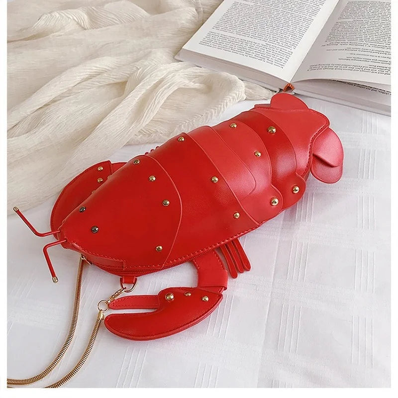 GWPPDMY Cute Lobster Style Crossbody Mini Bag Pu Leather Girl's Chain Purses and Handbags Women Shoulder Bag Clutch Bag