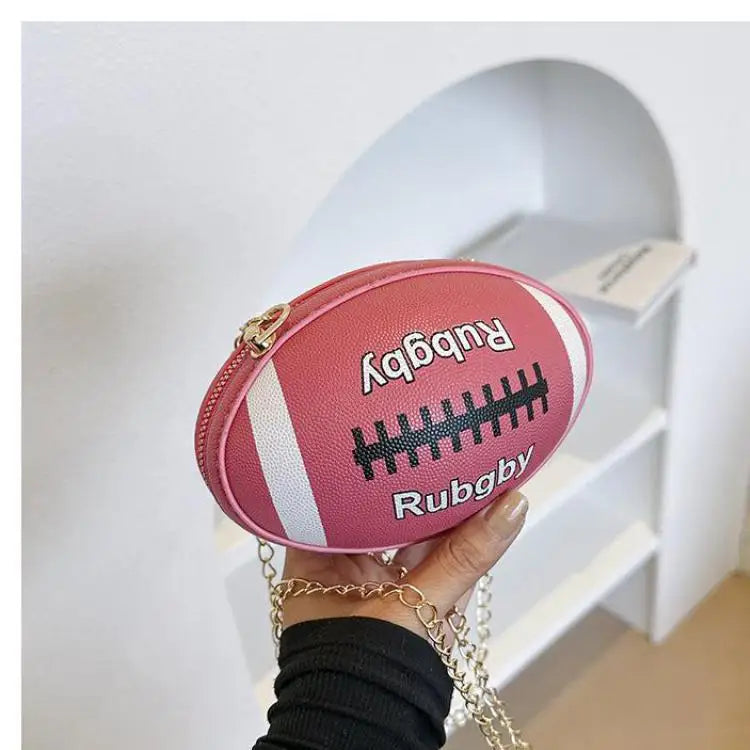 Cute Cartoon Rugby Style Crossbody Bag For Women 2024 New Shoulder Bags Purses And Handbags Leather Designer Ball Chain Bag