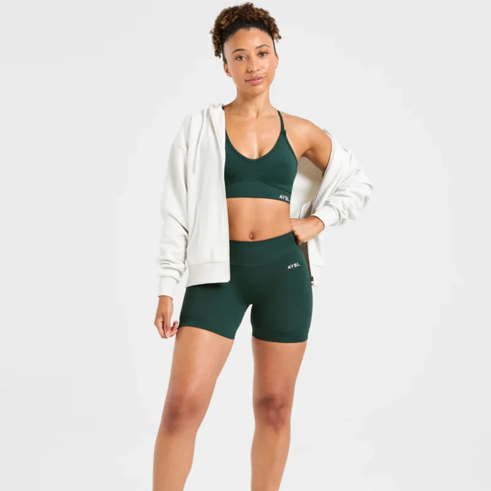 Brand Women's Sports & Yoga Set: Seamless Compression Shorts and Yoga Bra—Moisture-Wicking, Non-Slip, and Secure.