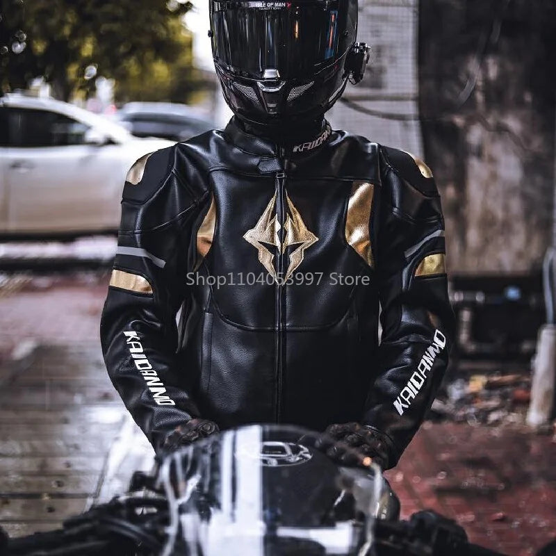 Kaidamo Four Seasons Universal Men'S And Women'S Motorcycle Riding Clothing Set Leather Jacket Waterproof Racing Anti Drop And A