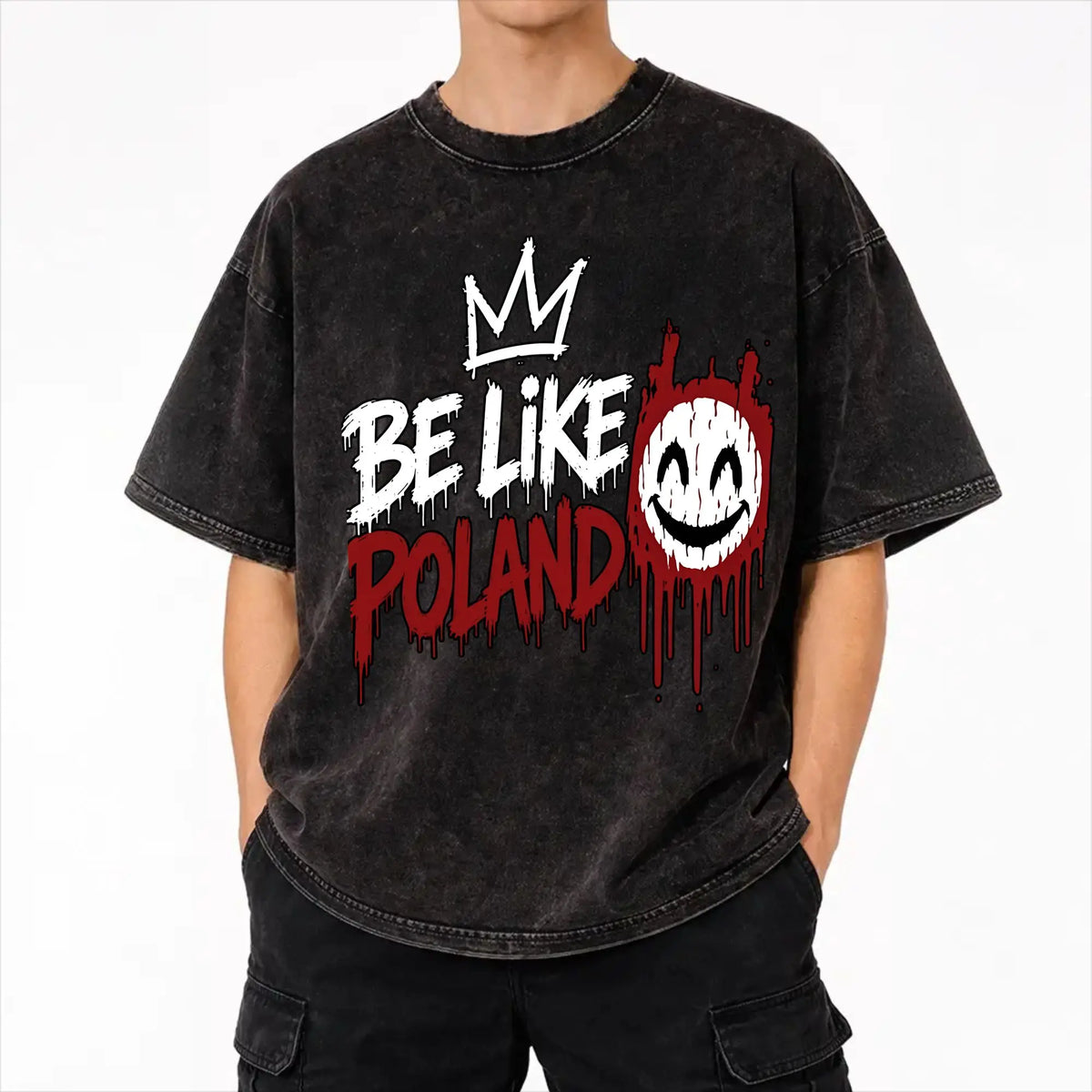 Be Like Poland Polska Polish Flag Washed T Shirt Men Women Streetwear Hip Hop T-Shirts Printed  Tee Shirt