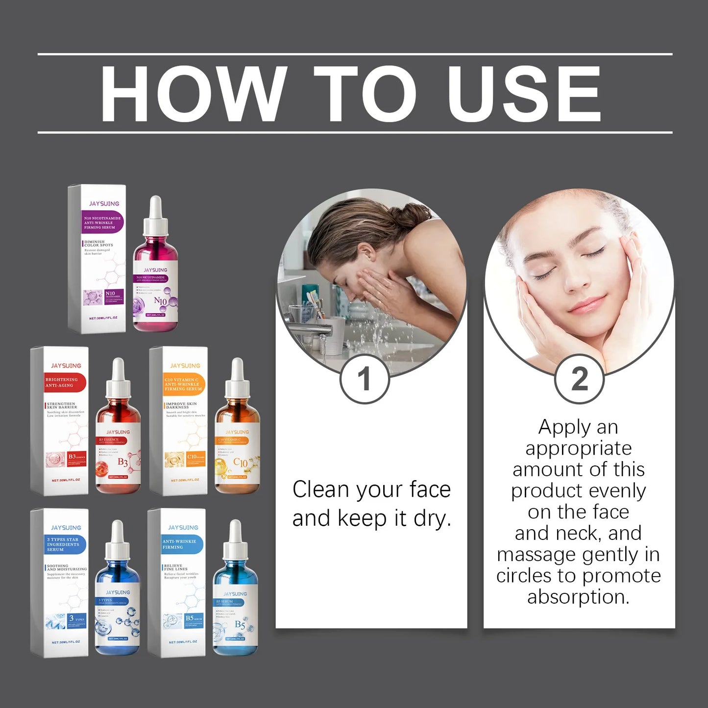 Face Serum Skin Care Sets 5PCS Hyaluron Acid Vitamain C Niacinamide Wrinkle Remove Shrink Pores Moisturizing Brighten B5 Essence