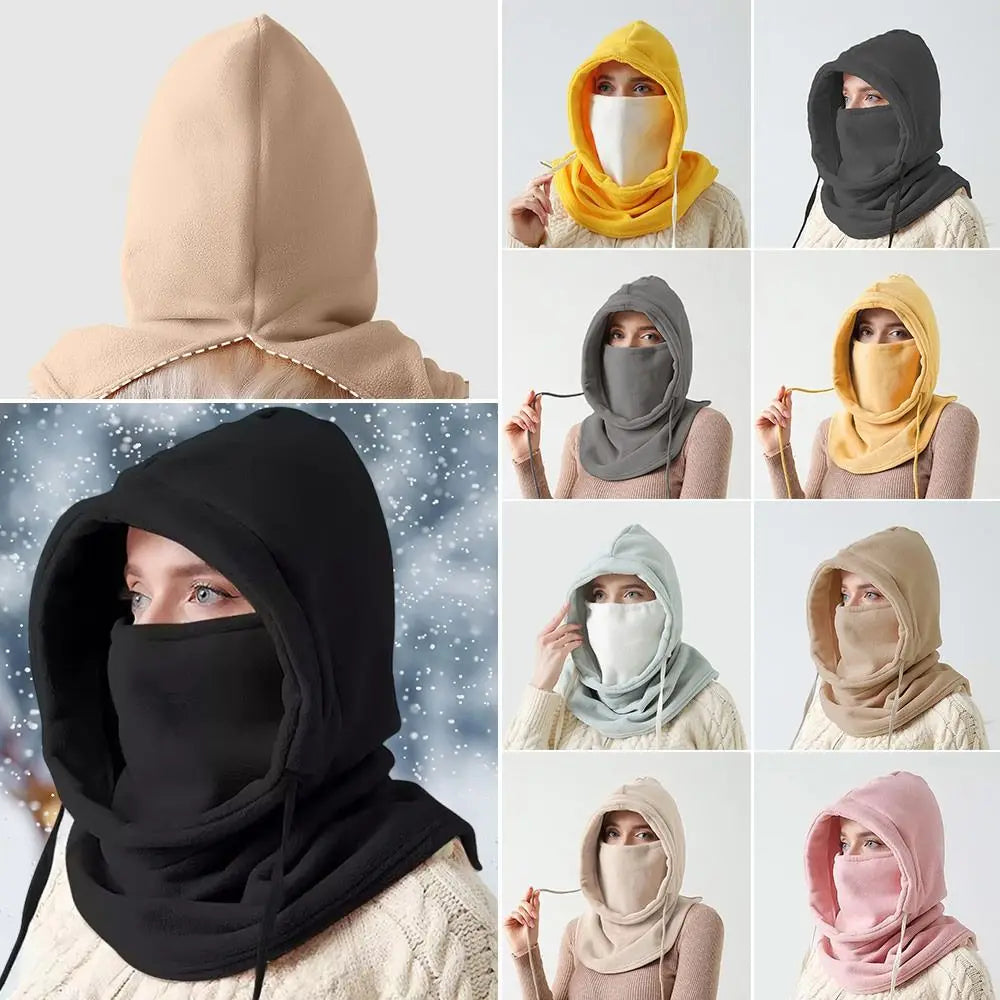 Lässige Plüschmützen Kappe Halswärmer Winddichte Mütze Schal Set Verdickt Halten Sie warm Mit Kapuze Gesichtsmaske Outdoor