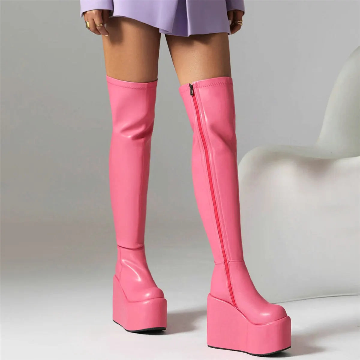 12cm High Heel Pumps Plus Size 48 Shoes Women  Big Size 50 Wedges Platform Over The Knee Boots US14 Round Toe Fashion Sneakers