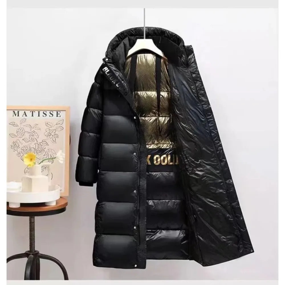 Brand New Couple Winter Long Down Jacket Fashion Women Tech Lined Warm Men's White Duck Coat Male Hooded Parka Feather Jacket