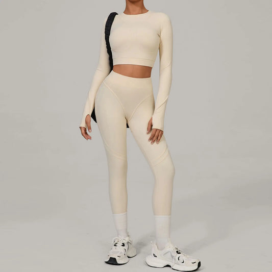 Skinny Grinding Yoga Sets Sports Fitness High Waist Peach Hip Quick Drying Outdoor Running  Winter Workout Gym Sports Kit Womwn