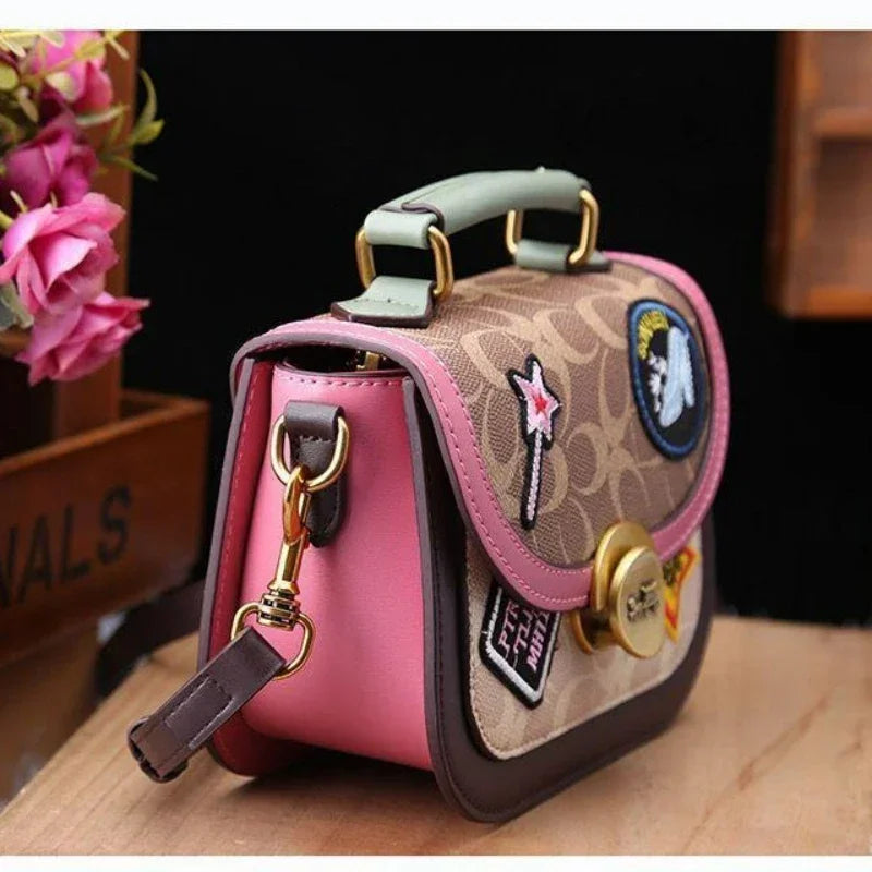 Badge Women  New European and American Fashion Printed Hand Bag Small Square Retro Everything Single Shoulder Crossbody Tide