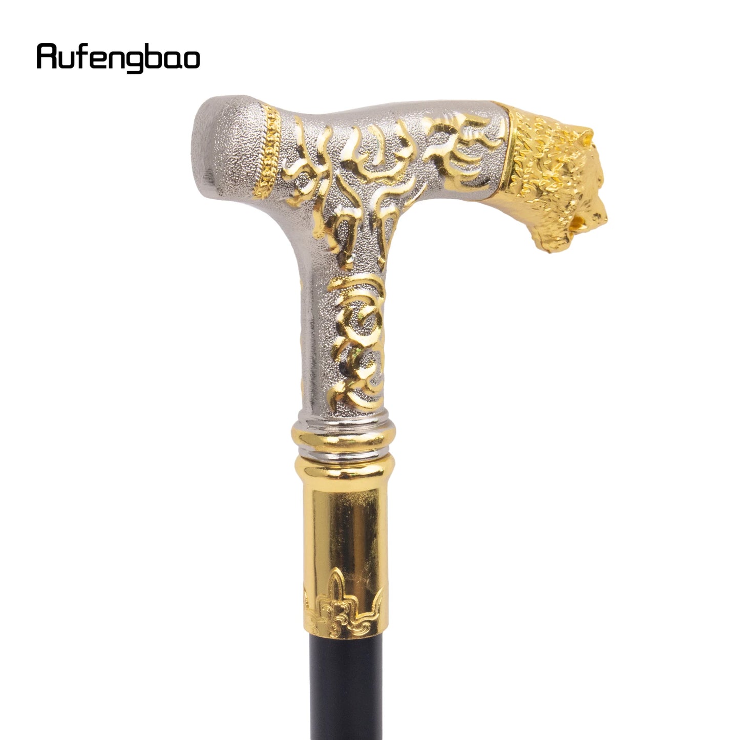 Golden White Tiger Luxury Pattern Walking Stick Party Fashion Elegant Walking Stick Decorative Cospaly Cane Knob Crosier 89cm