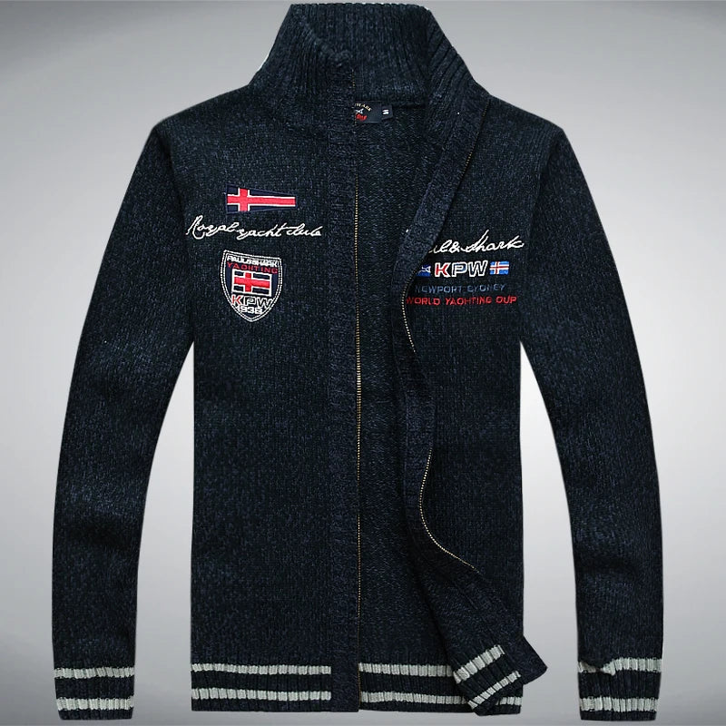 Cotton Man Sweater Shark Autumn Cardigan Overcoat Casual White Red Mens Winter Jacket 2022