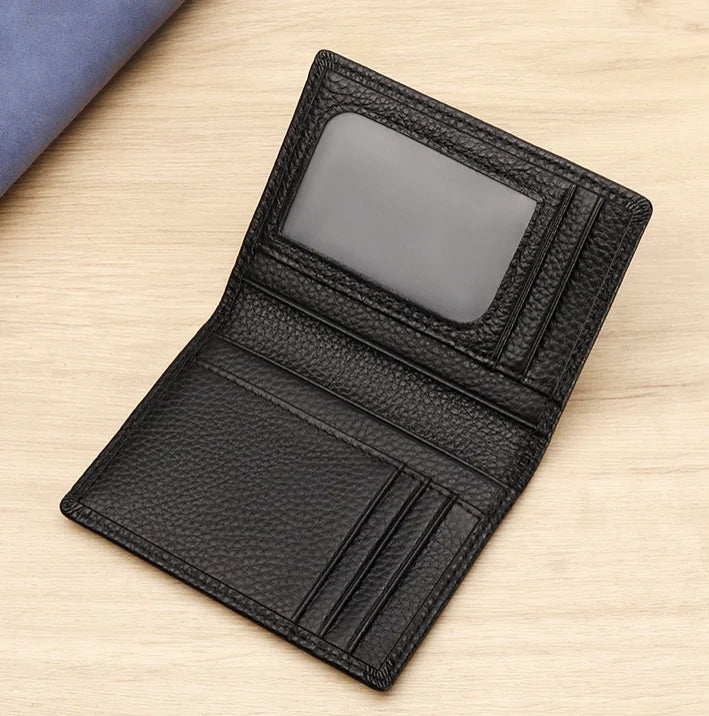 High End Busine Sle 100%Genuine Leather Men's Top Layer Cowhide Real Pickup Bag ID Photo Slot Credit Card Holder Two Fold Wallet