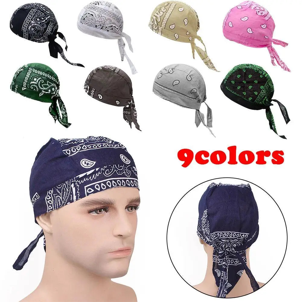Outdoor-Fahrradmütze, Piratenmütze, bedruckte quadratische Schalmütze aus reiner Baumwolle, Stirnband, Durag-Kappe, Beanie-Wickelmütze, Hip-Hop-Kopftuch
