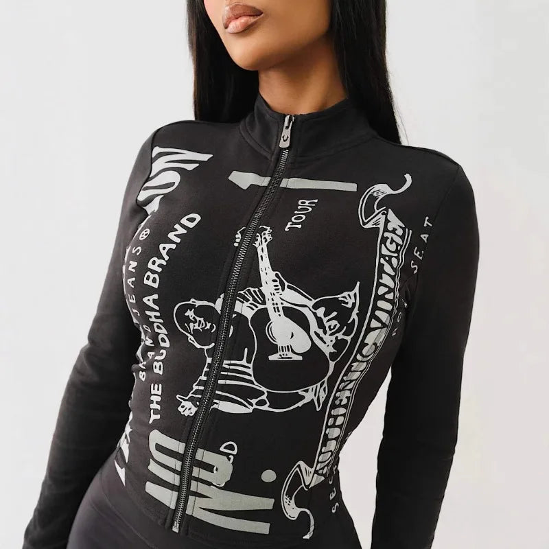 Fitness Women 2 Piece Set Zipper Fly Sweatshirt Skinny Biker Shorts Matching Set 2025 Summer Streetwear Sporty Workout Tracksuit