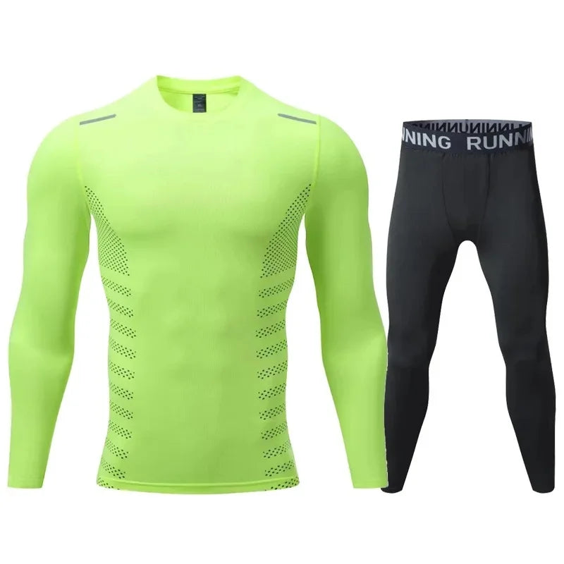 Spring Autumn Unisex Children's Long Sleeve round Neck Quick Dry Sports Suit Outdoor Running Fitness Clothing Set Polyester