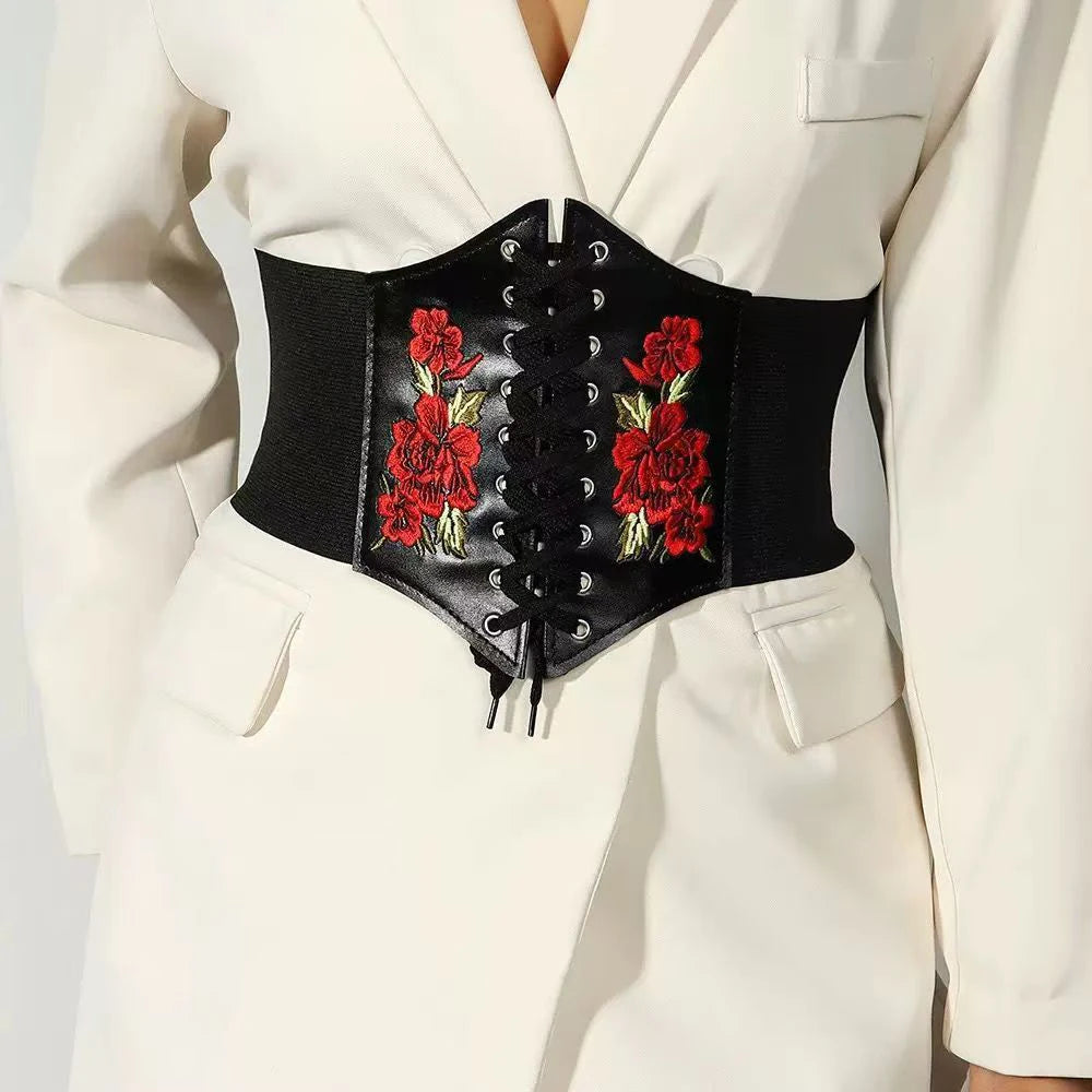 Women's Corset Body Shapewear Sexy Wide Leather Belt Cummerbunds Strap Belts for Women High Waist Slimming Corsets and Bustiers