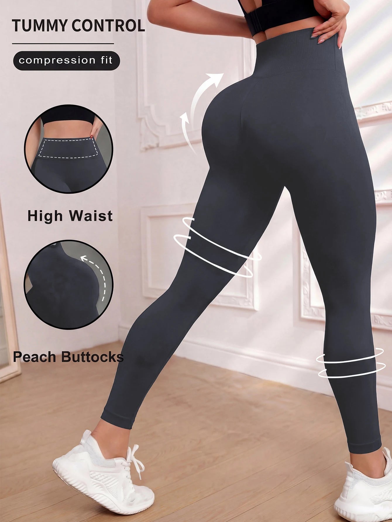 Women's Yoga Leggings solid color High waisted slim fit Hip Lifting stretch leggings quick drying breathable fitness sport pants