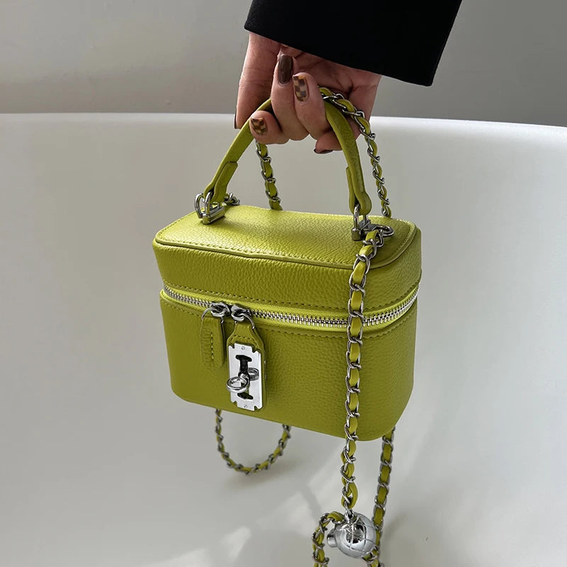 Women Square Handbags Summer Fashion Chains Crossbody Bags Texture PU Shoulder Bag Elegant Chic Mini Mobile Phone Bags
