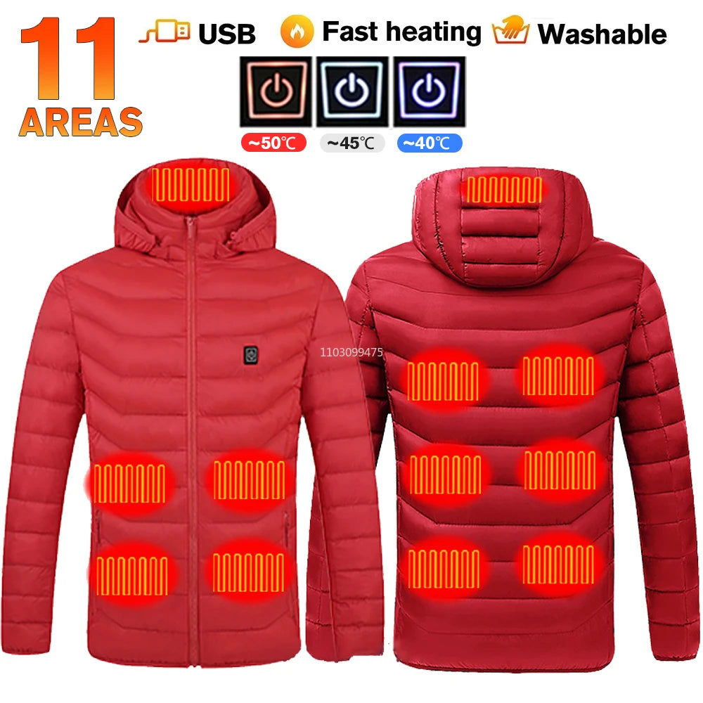 21 Areas USB Electric Heated Jacket Men Women Heated Jacket Winter Clothing Snowfield Camping Hiking Apparel Thermal Down Jacket