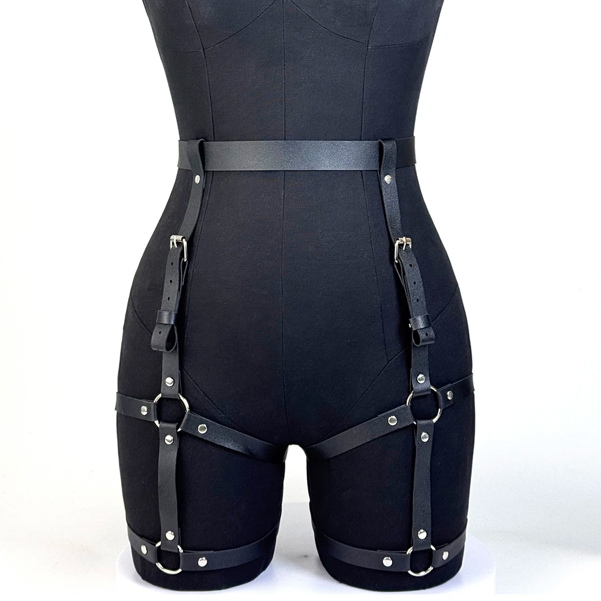 Fashionable Women's Pu Leather Leg Harness Body Harness Breast Punk Gothic Leg Garter Belts Gothic Waist Belt Clothing Accessor