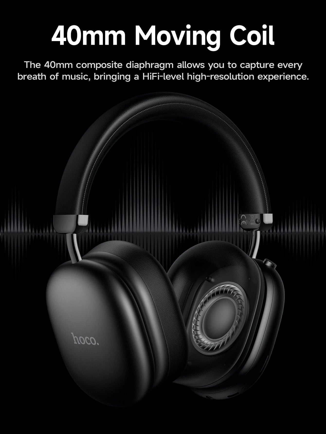 HOCO W35 Max ANC Noise Reduction Bluetooth Headphones Volume Control Over Ear Wireless Headsets 90H Use Time Earphones Universal