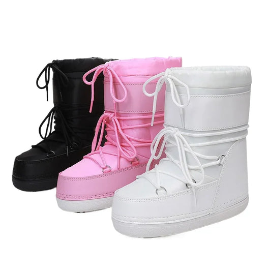 Women's Waterproof and Non-slip Cloth Space 2025 New platform heels  Short Tube Thickened Warm Snow Boots