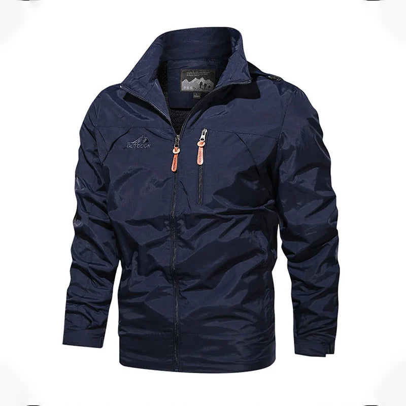 Men Loose Thin Waterproof Hooded Jackets Spring Autumn Outerdoor Hiking Hunting Windbreaker Coat Trend Streetwear Zip Up Jacket