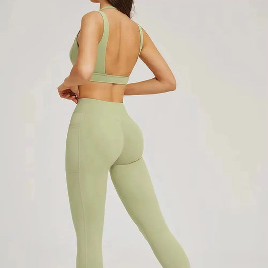 Yoga Clothes 2 Piece Women's Tracksuit Athletic Wear Fitness Suit Gym Outfits Workout Push Up Clothes Sports Bra Leggings Suit