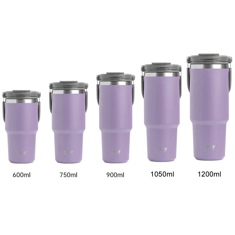 Tyeso 600ml 900ml 1200ml Tumbler Coffee Cup Stainless Steel Vacuum Thermal Insulated Iced Mug Cold Storage Large Capacity Flask