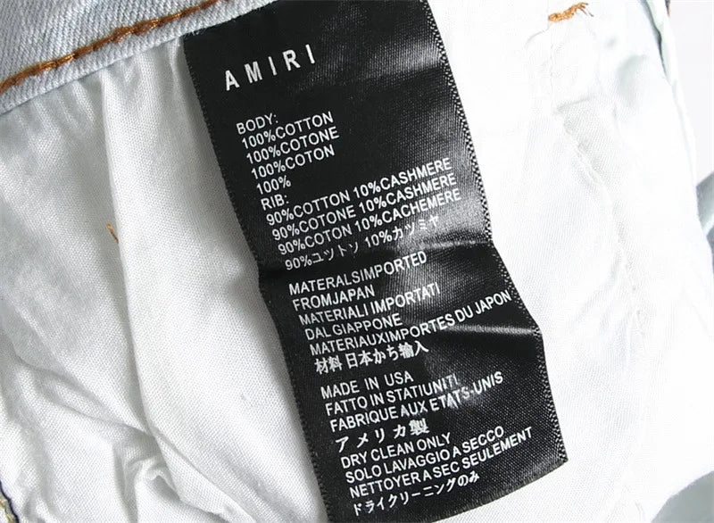 Herrenjeans mit zerrissenem, besticktem fünfzackigen Stern, modische, elastische, schmale Passform, Füße, helle Farbe, Straßen-Motorradhose