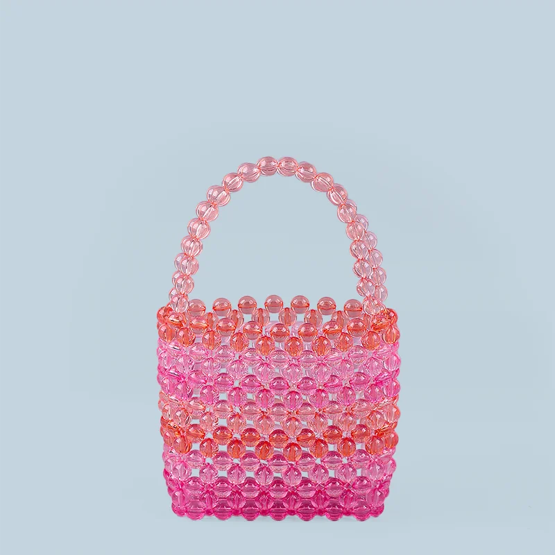 Handmade Beaded Woven Bucket Bag, Dinner Bag, Hand-held Single Shoulder, Diagonal Cross Bag, Round Bucket Bag, Women's Bag, New