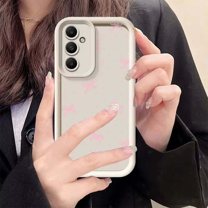 Phone Case for Samsung Galaxy S25 S24 Ultra S23 FE S22 S21 Plus A35 A55 A34 A54 A33 A53 A52 5G funda Cover Cool Luxury Red Bow
