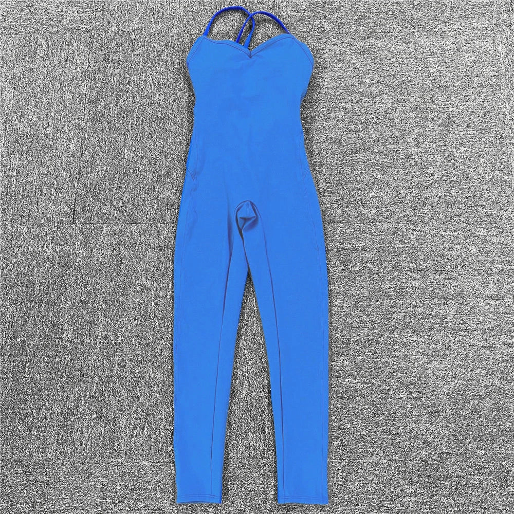 Rückenfreier Sportanzug für Damen, 2023, Lycra, Fitness-Overall, einteiliger Overall, Shorts, Sport-Outfit, Fitnessstudio, Trainingskleidung für Damen, Sportbekleidung