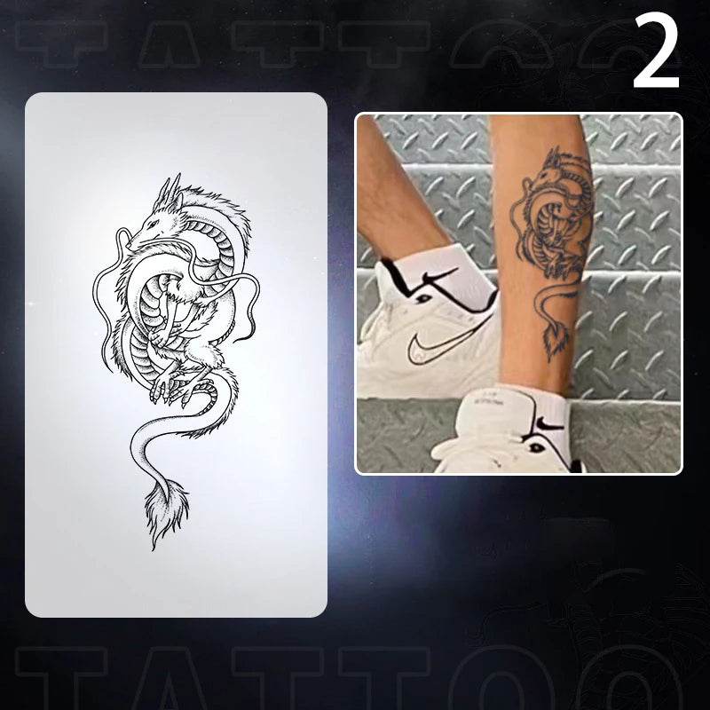 1pc Dragon Tattoo Sticker Realistic Dragon Fake Tattoo Stickers For Men Boys Kids 3D Dragon Temporary Tattoos Washable Tattoos