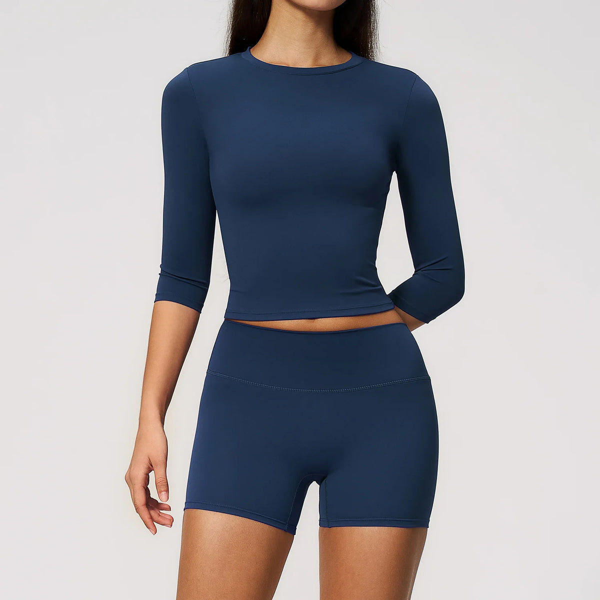 Sportswear Workout Clothes 2026 New Yoga Outfit Set For Women Slim Fit Mid Sleeve Shorts Outdoor Fitness Half Sleeve Sports Suit