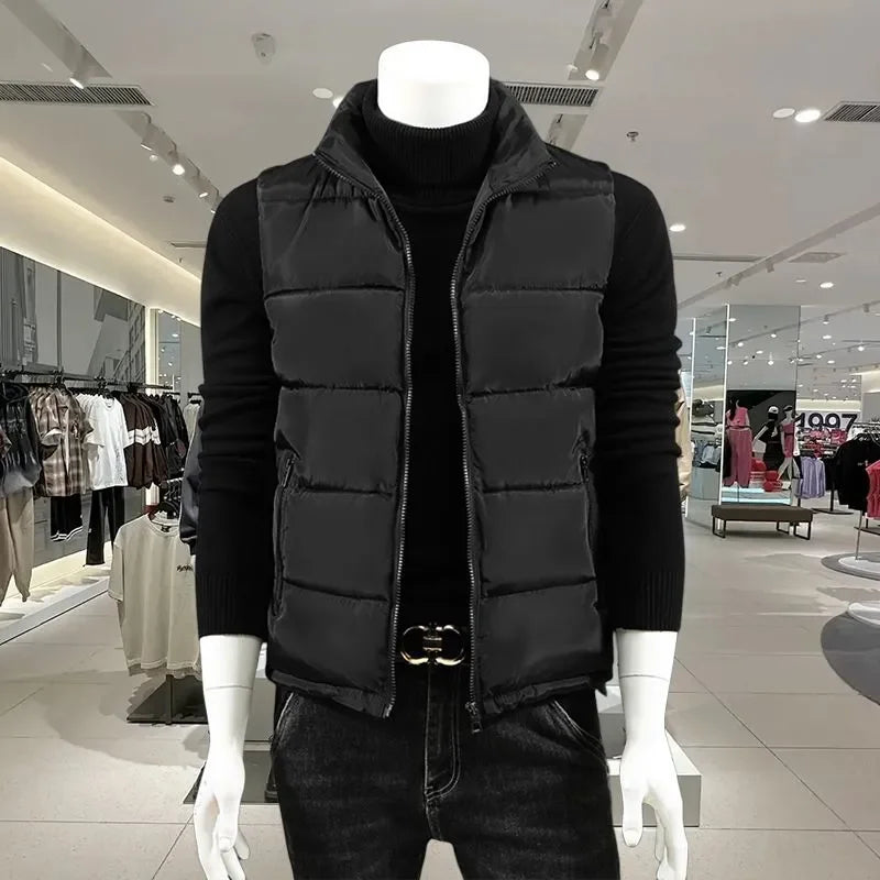 New Autumn Winter Down Cotton Vest Men's Casual Vest Jacket Warm Horse Clip