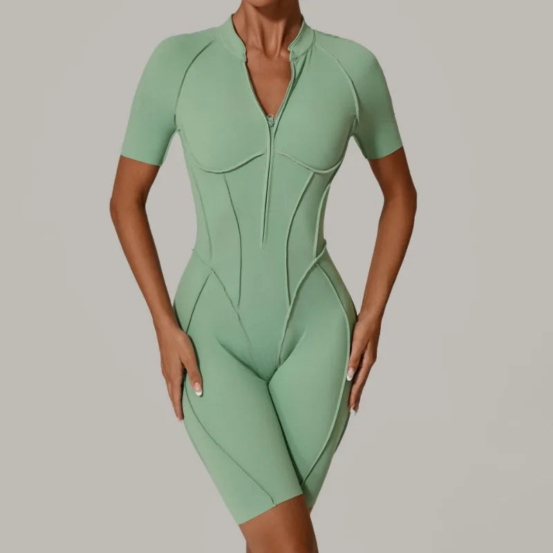 Women's Tracksuit Gym Workout Sports Clothes Outfit Zipper Jumpsuit Yoga Fitness Overalls Set Open Back Bodysuits Suit for Women