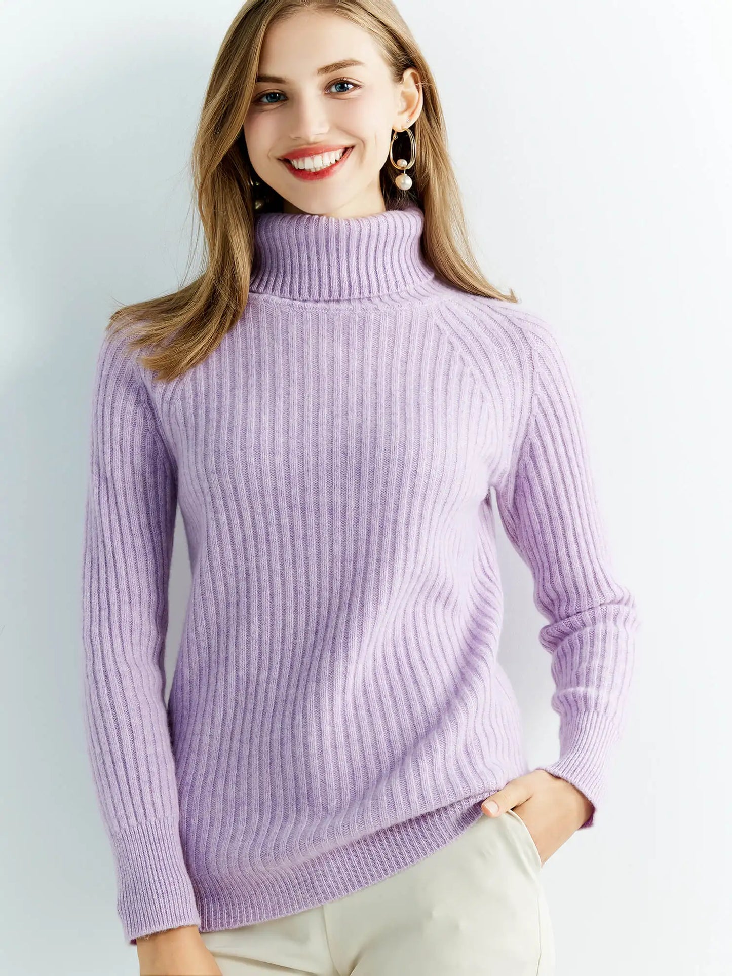 Cashmere Wool Sweater Women's Knitted Sweaters 100% Merino Wool Turtleneck Long-Sleeve Pullover Winter Autumn Jumper Top Clothes