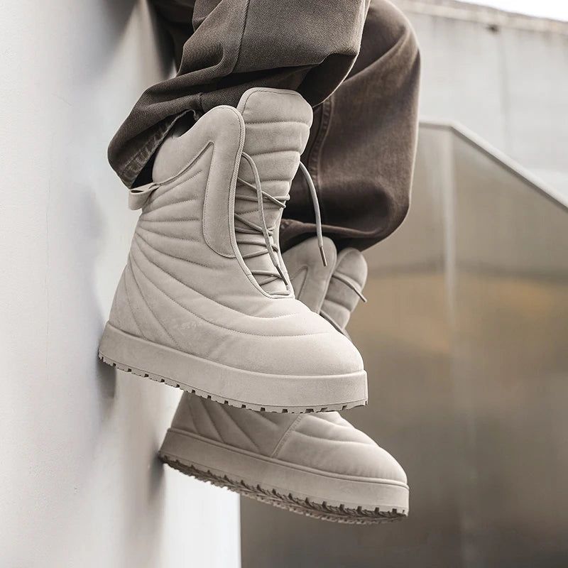 Men's Chukka Boots Outdoor Cold proof Warm Men's Snow Boots Soft Non slip Wear resistant Sole Fashion Thick Bottom Long Boots