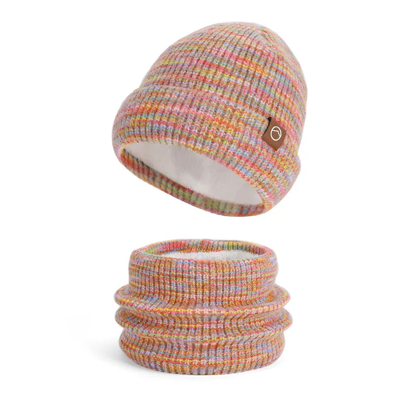 Women's Knitted Hat Beanie Cap Winter Coldproof Hat Scarf Gloves Sets Outdoor Warm Windproof Hat Fit Skiing Cycling Sets