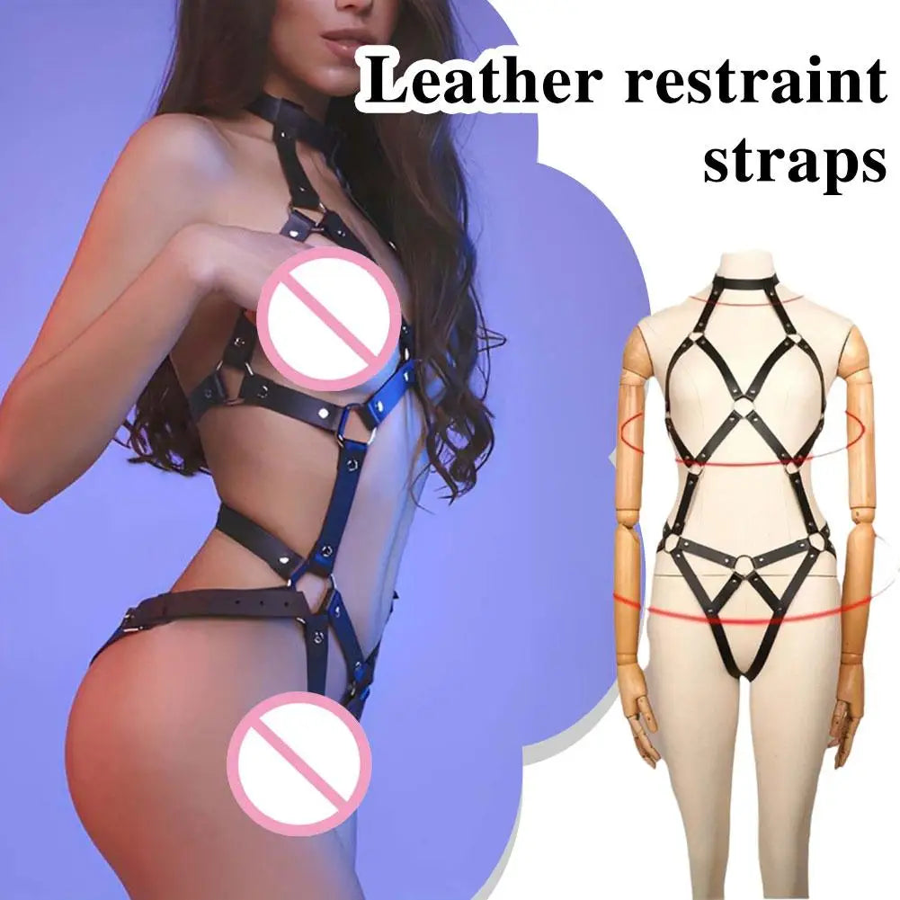 Body Harness Sexy Bondage BDSM PU Leather Adjustable Strap Women Party Cosplay Gothic Fetish Fashion Wear