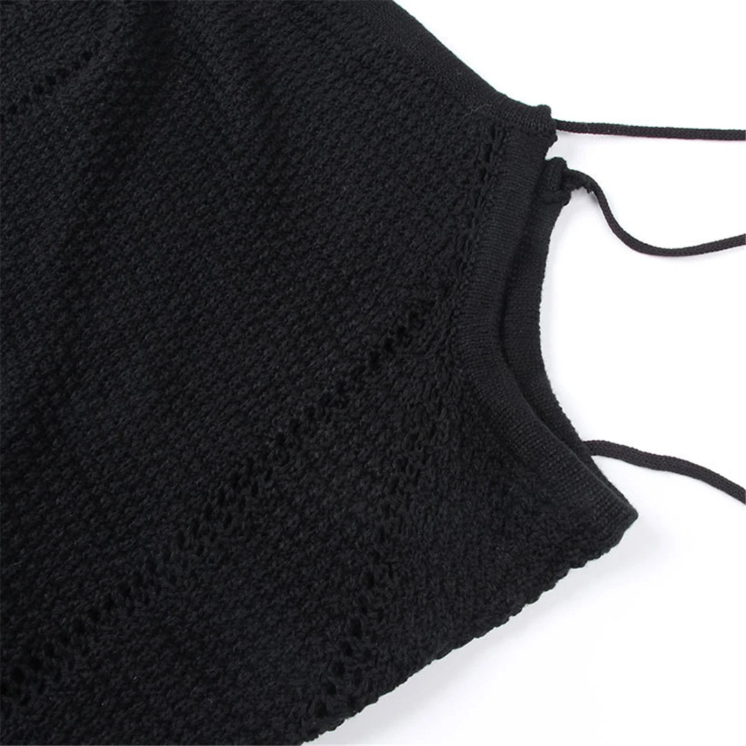 Sexy Fashion Crochet Knitted Halter Crop Tops Maxi Skirt Two Pieces Set Party Club Beach Dress Elegant Lady Outfits