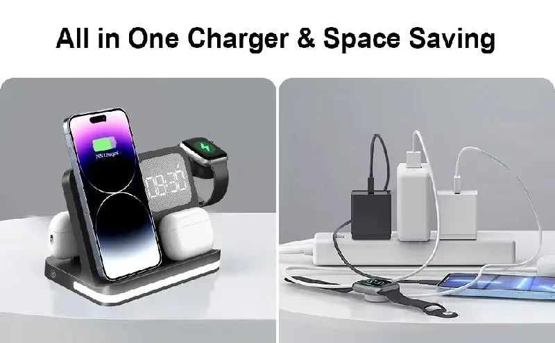 Wireless Charger Stand For iPhone 17-12 Samsung S25 S22 Ultra Fold Z Flip Galaxy Watch Active Buds Fast Charging Station Holder