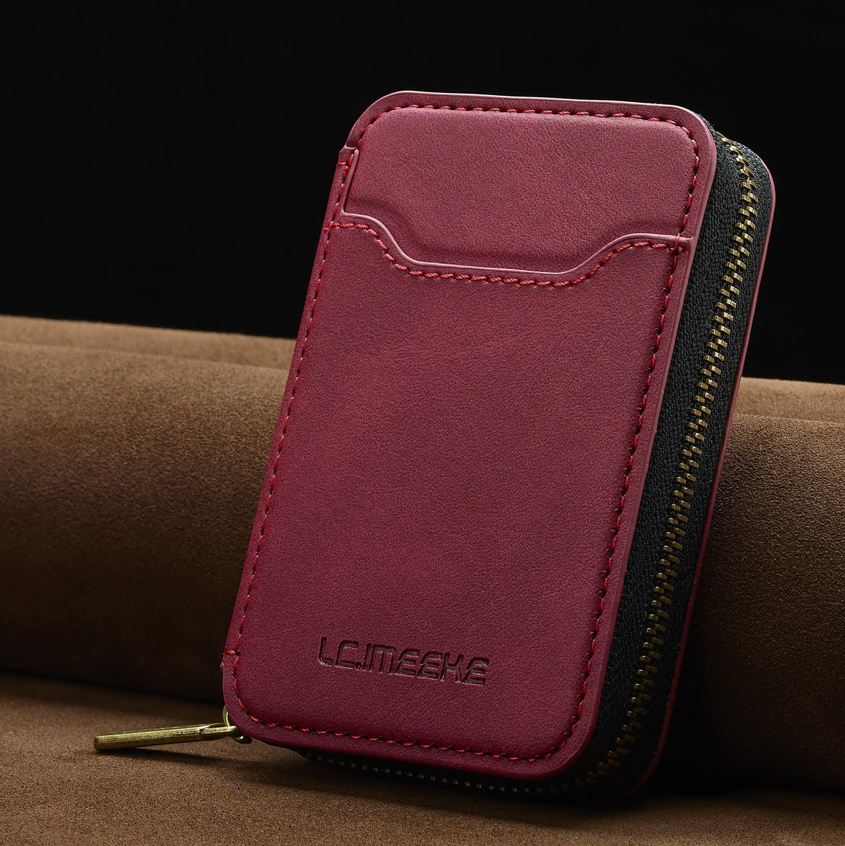 Magnetic Attraction Zipper Leather Card Slot Wallet for iPhone 17 Samsung Galaxy Google Xiaomi Phone MagSafe Magnetic Phone Bag