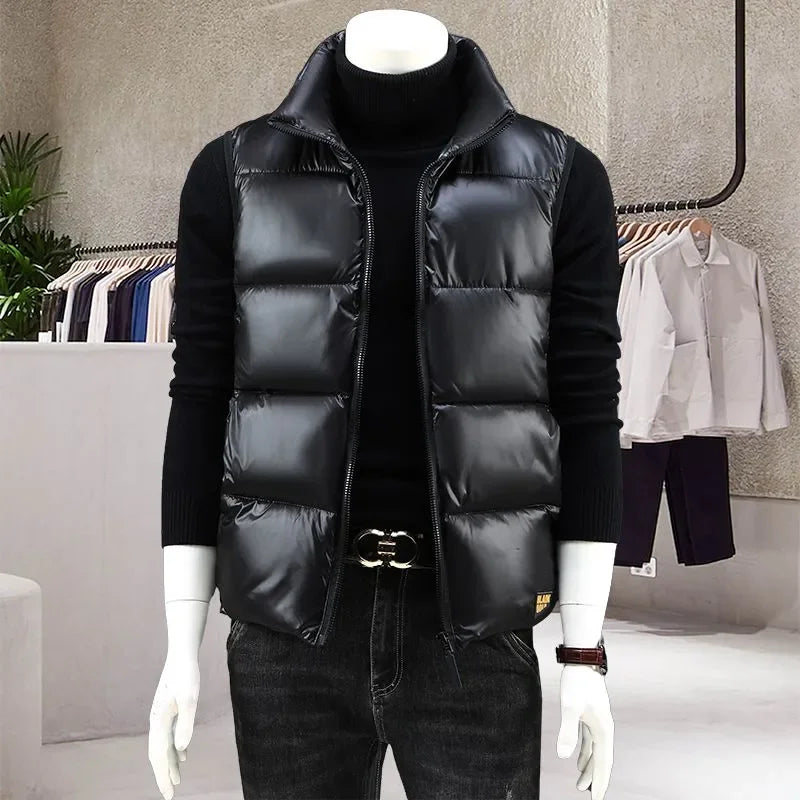 New Autumn Winter Down Cotton Vest Men's Casual Vest Jacket Warm Horse Clip